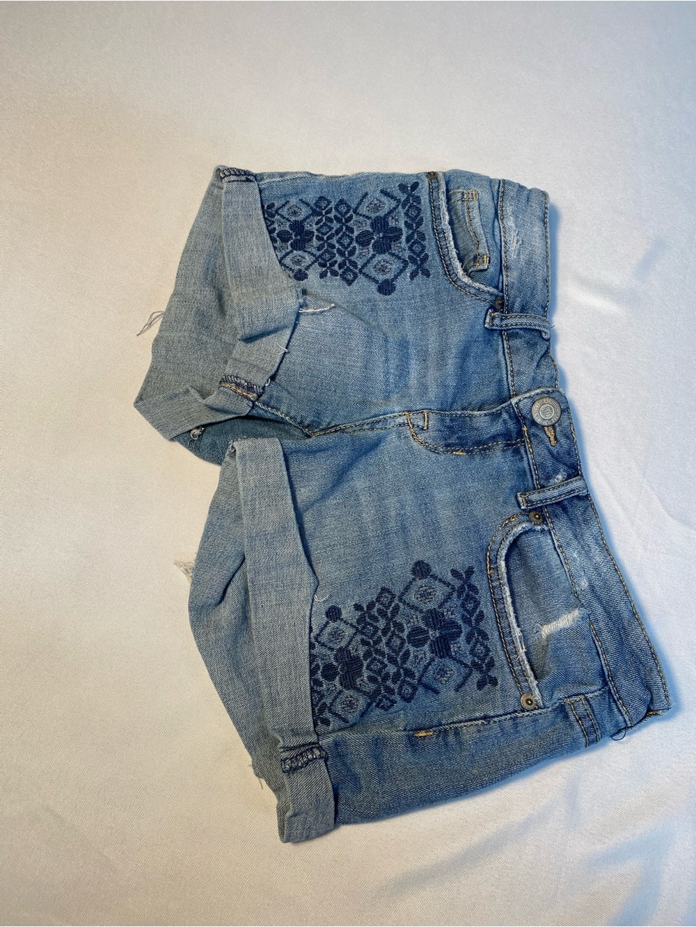 Aeropostale Blue Women’s Denim Shorts with Embroidered Detail